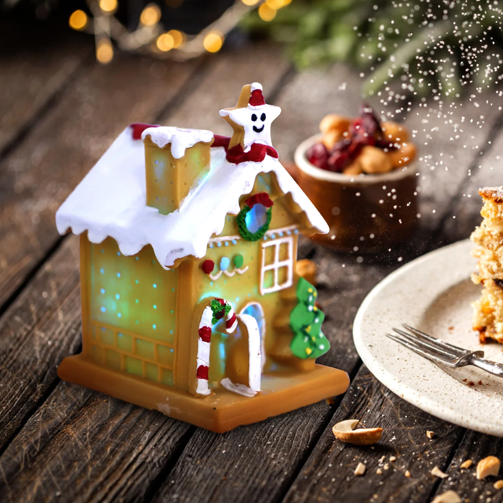 

Gingerbread Decor Polymer Clay Candy Cake Decoration Xmas Cabins Festive Desktop Ornament Holiday Party Accessory