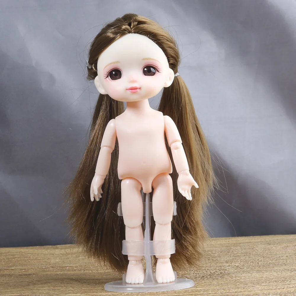 Boneca bonito rosto sorriso BJD, 16cm, 13 Joint Dolls, Make Up Toy, Little Girl Gift, Bonecas de aniversário