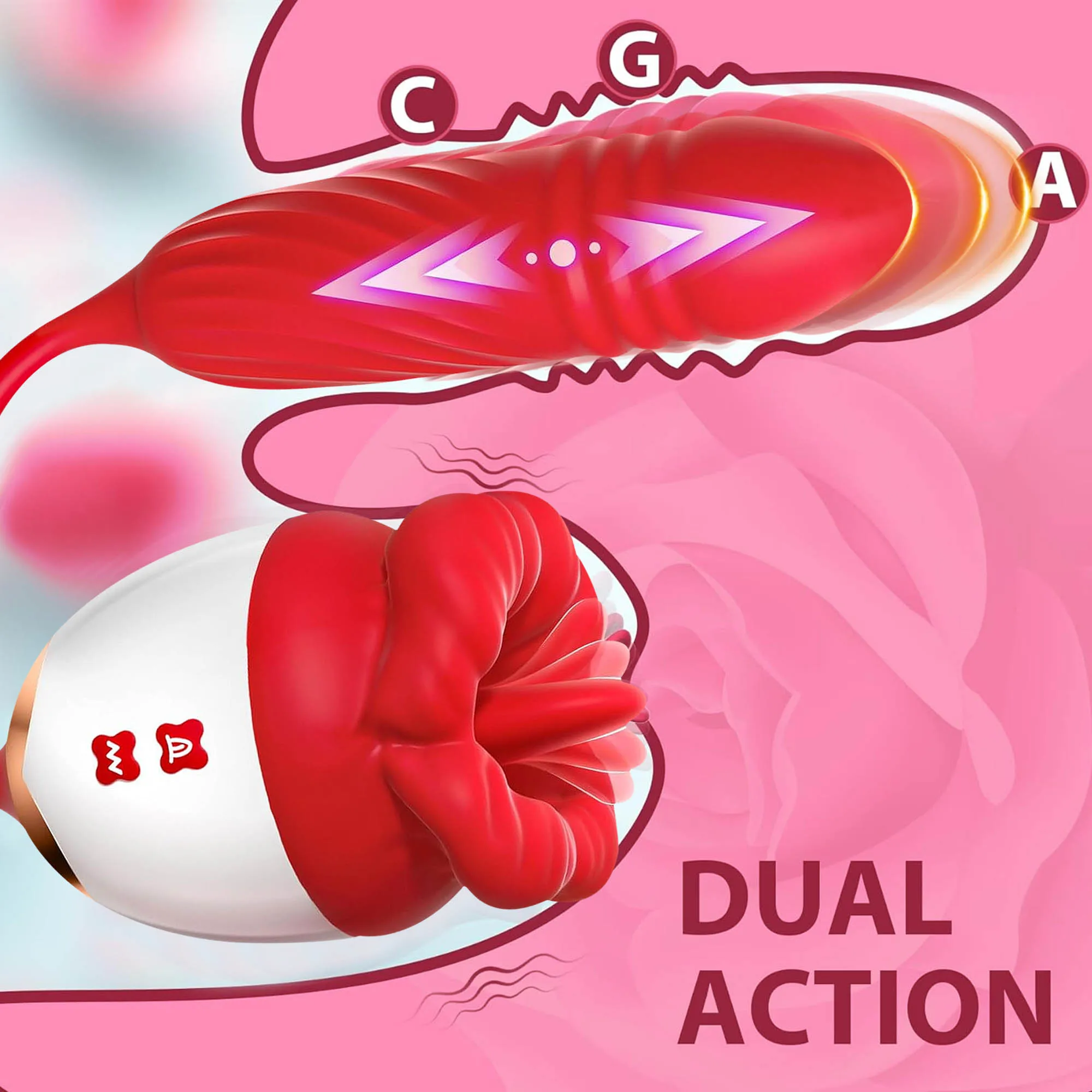 10段階速度調整可能なクリトリス吸引刺激ディルド、乳首・膣・舌なめバイブレーターマッサージ器、オナニーグッズ、男女兼用セックストイ