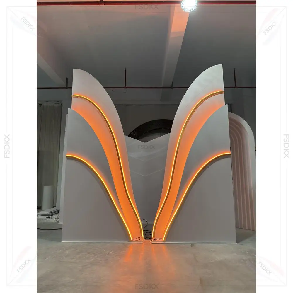 

Wedding Backdrops Arch Door Shape White Pvc Backdrop With led Light Backdrop for Event Decoration