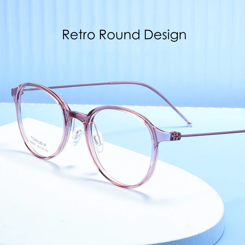 KatKani Fashion TR90 Pure Titanium Ultra-light Eyeglasses Men Small Retro Round Optical Prescription Glasses Frame Women 5820N