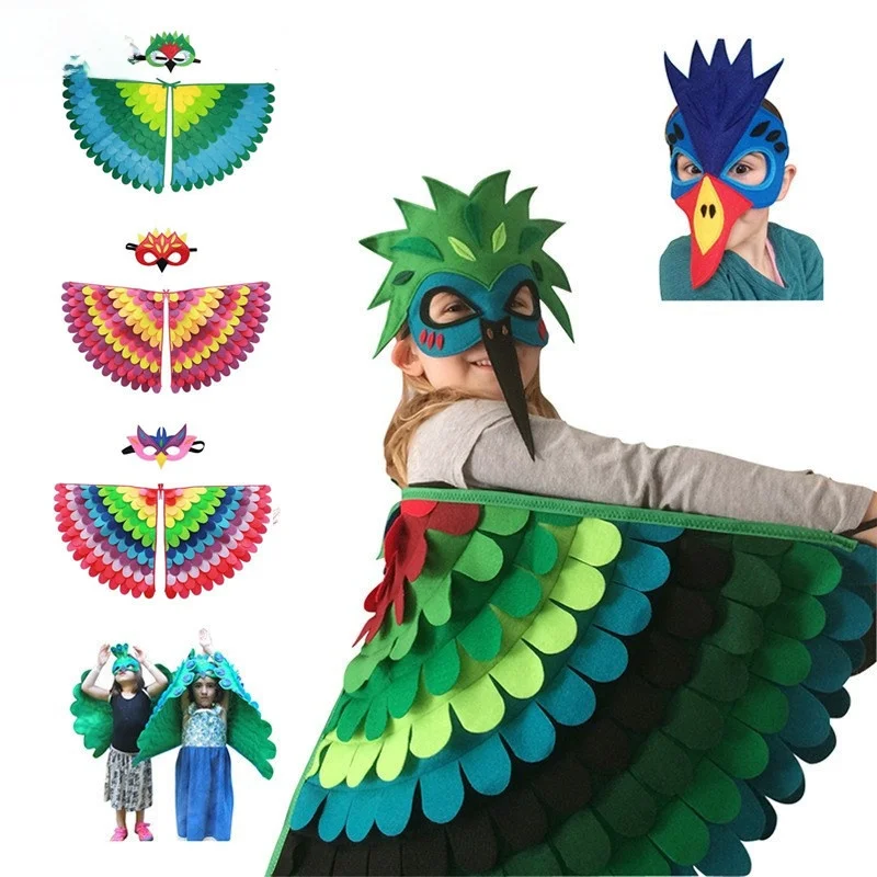 زي تنكري للأطفال لعيد الهالوين، زي طائر الحضانة، ريش طاووس، أجنحة فراشة، رداء حيوانات كرتونية، زي بومة للأطفال الصغار