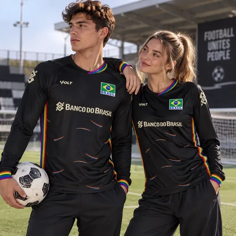 3D Long Sleeve 2026 Brazil Volleyball Jersey Men Women Quick Dry Rainbow Print CBV Contra O Preconceito Training Sports Shirt