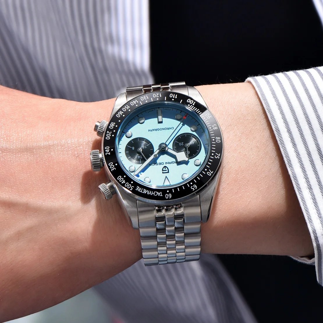 2026New PAGANI DESIGN Quartz Panda Dial Watch Sapphire Luxury Luminous 500 Bezel Men Watch 316L All Steel Japan Movt Chronograph view 5