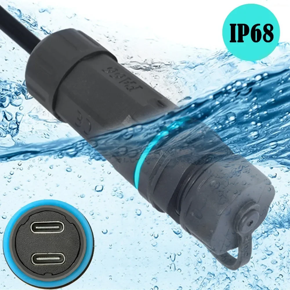 

10Gpbs waterproof single port straight through 3.1 TYPE C waterproof female seat with flange cover M20 outdoor waterproof joint