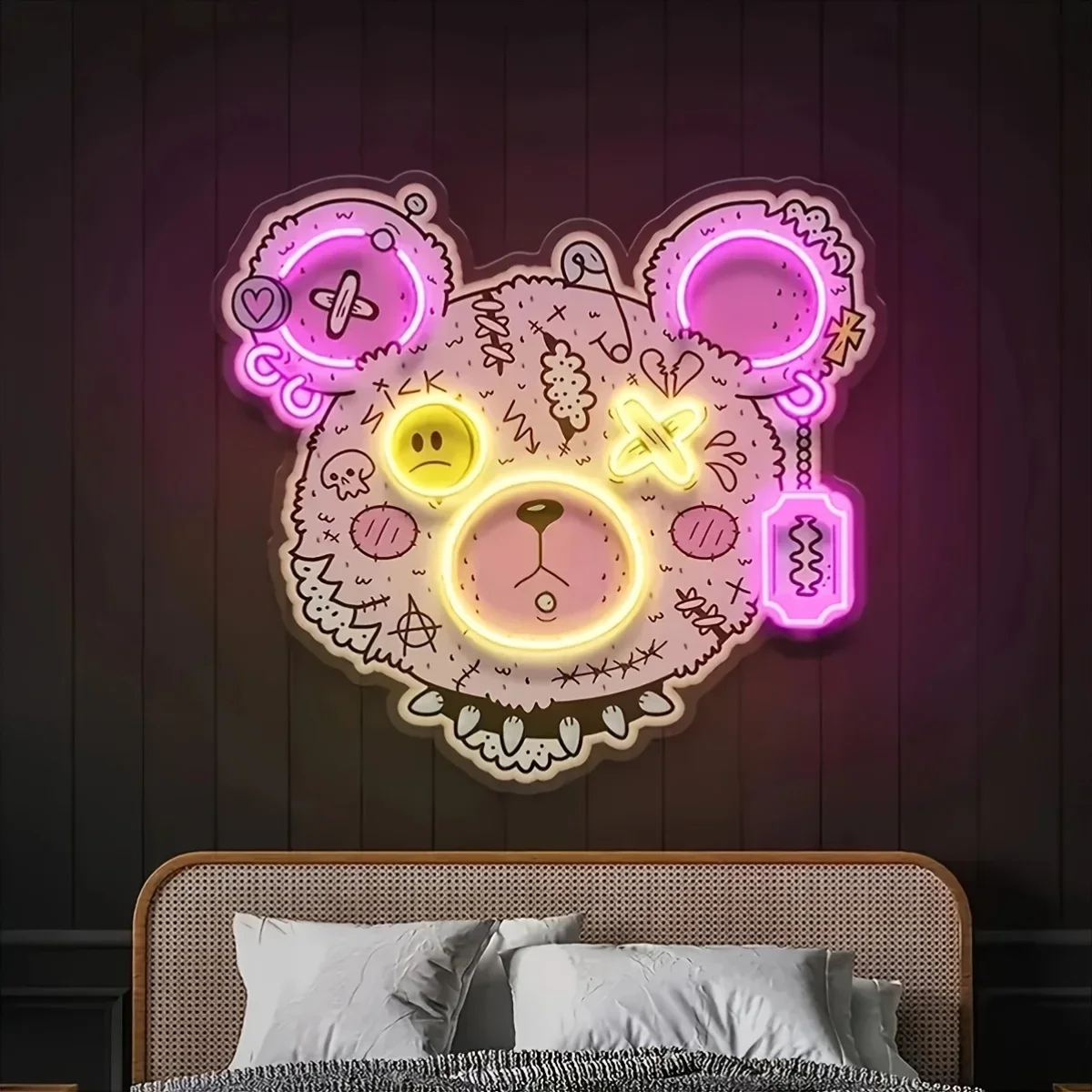 

Broken Bear Neon Sign LED Neon Light Sign Wall Decor for Gameroom Bedroom Livingroom Bar Party Birthday Gift for Kid USB Power