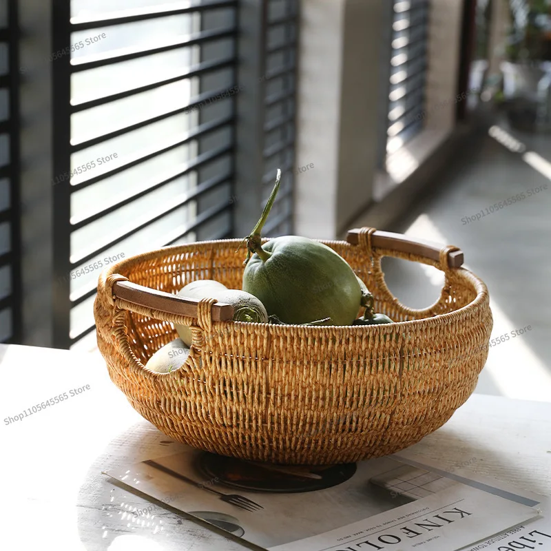For Plastic Woven Fruit Tray, Creative Imitation Rattan Woven Living Room Household Fruit Basket