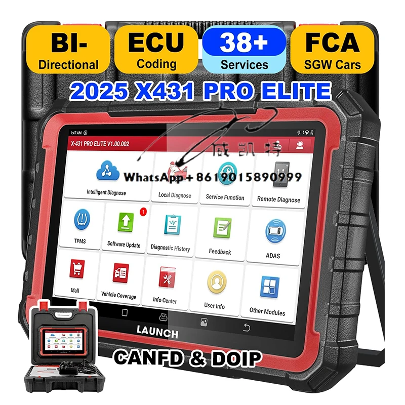 

2025 for Launch X431 PRO Elite AutoAuth Full System Diagnostic Scanner Bidirectional CANFD DoIP FCA All-in-One with 1-Year Warra