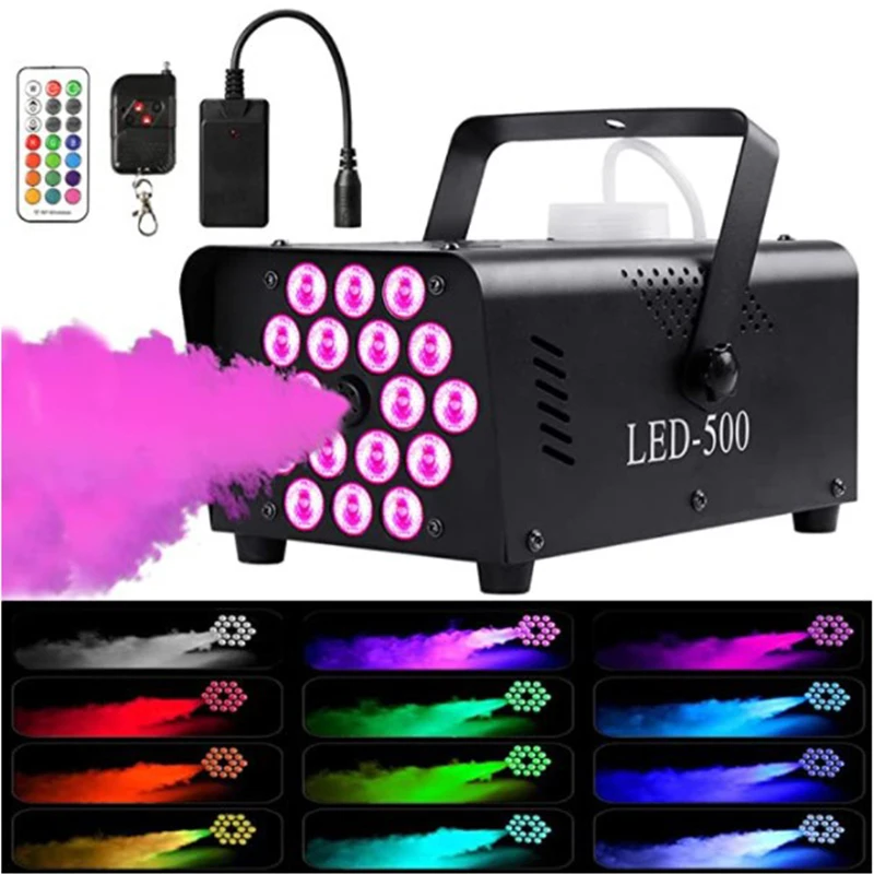 500W LED RGB Wireless Remote Control Fog Machine DJ Disco Smoke Machine For Christmas Party Wedding Halloween Stage Effect Fog