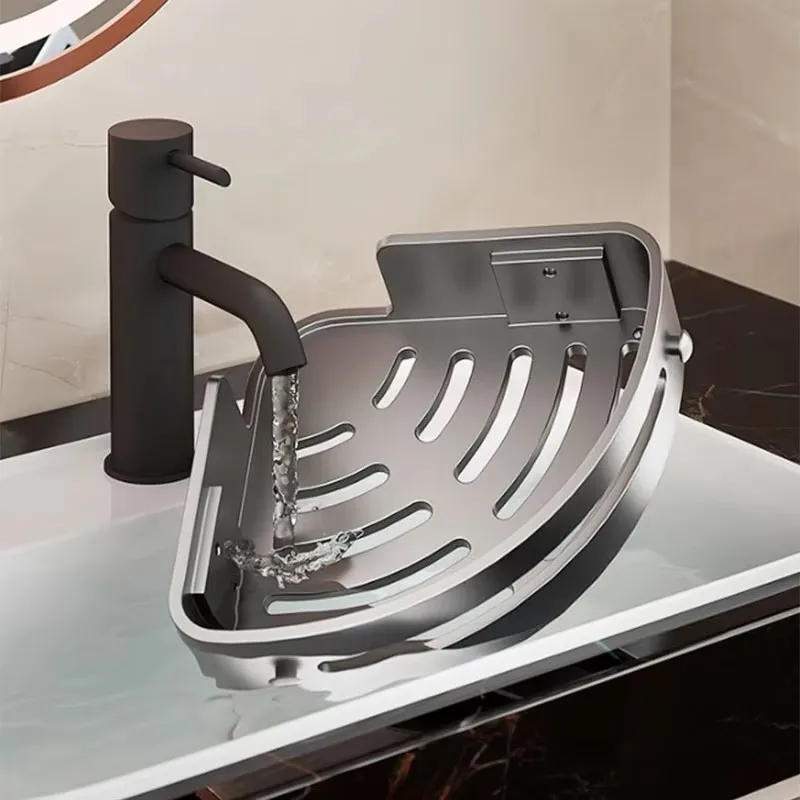 كوب شفط الحمام دون اللكم رف تخزين ثلاثي الحمام المرحاض الزاوية منشفة هلام الاستحمام تخزين الرف #5