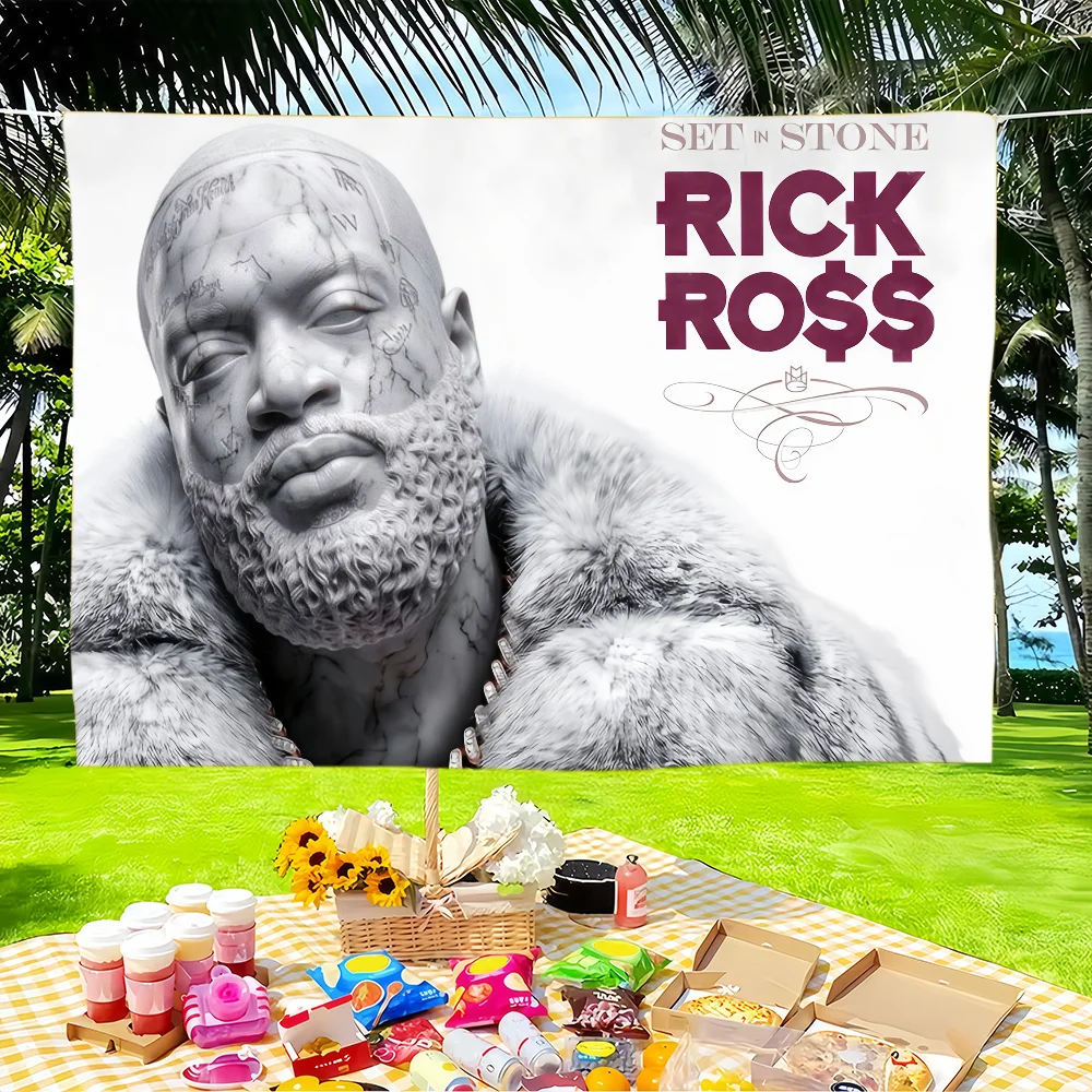 R-Rick Ross Set in Stone flag Tapestries Outdoor Parties Bedrooms Living Rooms Dorm Rooms Wall Decor Banners Gifts