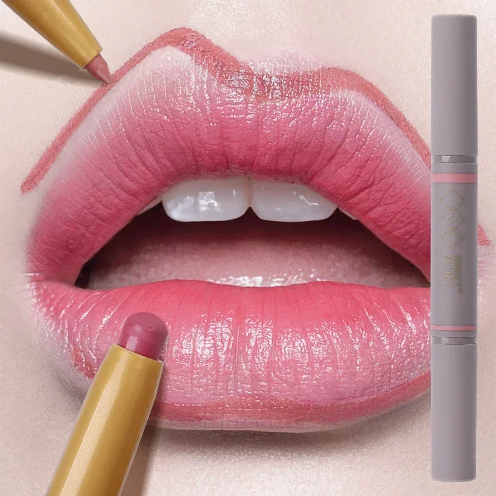 Waterdichte dubbele matte lipliner-pen Blijvende opvullende lippenstift Natuurlijke omtrek Lipcontourlijn Make-up Lipliner-potlood