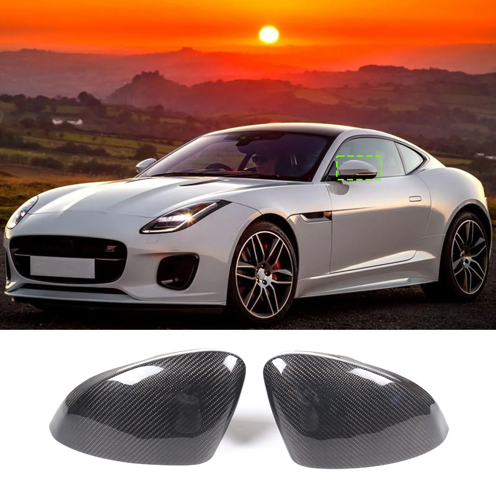 

For Jaguar F-Type f type 2013-2020 Car Exterior Mirror Decorative Cover Sticker Real Carbon Fiber Exterior Accessories 2 Pcs