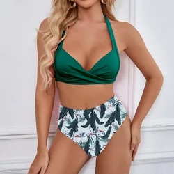 Print Sexy Split Bikini Vrouwen Badpak Grote Maat Pad Beha Badmode Strap Hals Bikini Push Up Beach Badpak 2023 nieuwe Badpak