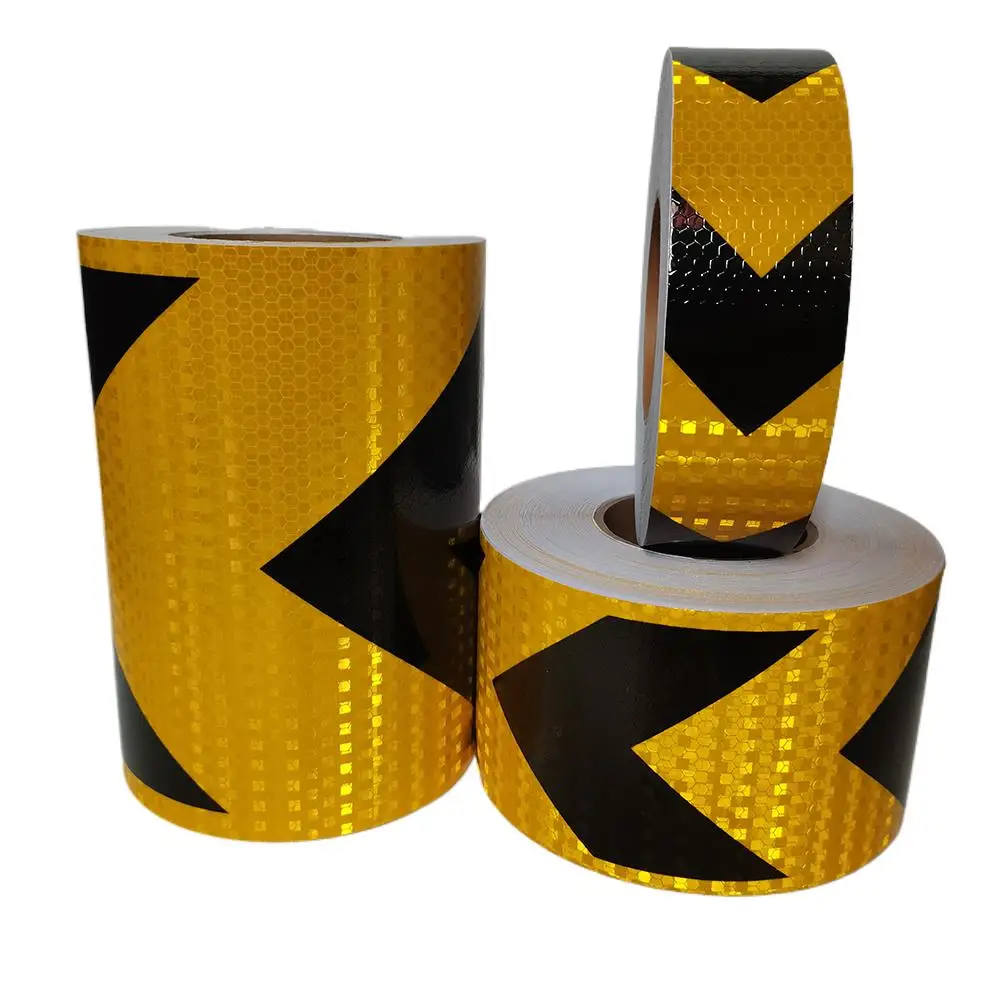 5cm/10cm/20cm*5M Arrow Reflective Hazard Safety Tapes Yellow-Black Warning Caution Reflectors Strips Adhesive Stickers For Trail