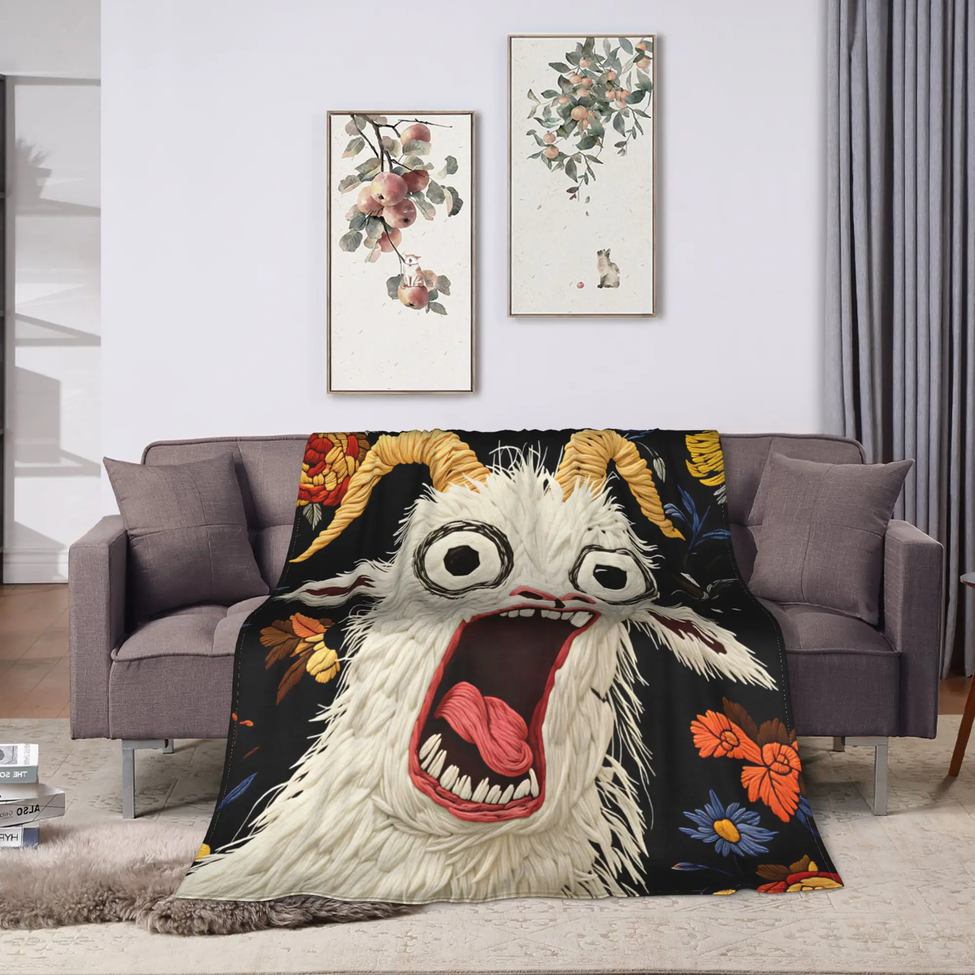 Soft Warm Blanket Travel Office Screaming Goat  Bedding Throws  Flannel Bedspread For Bedroom Street Trend Sofa Bed Cover