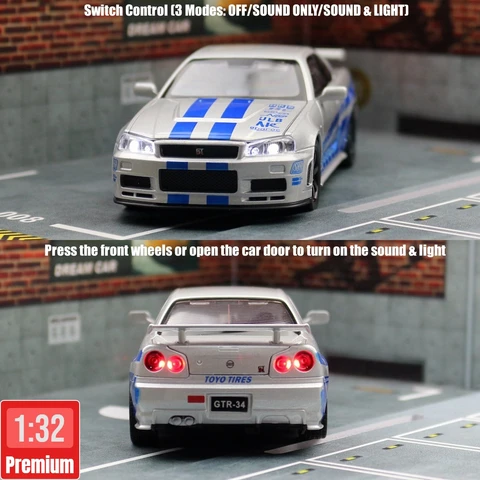 Игрушечный автомобиль Nissan Skyline GTR R34 - масштабная модель — внешний вид товара