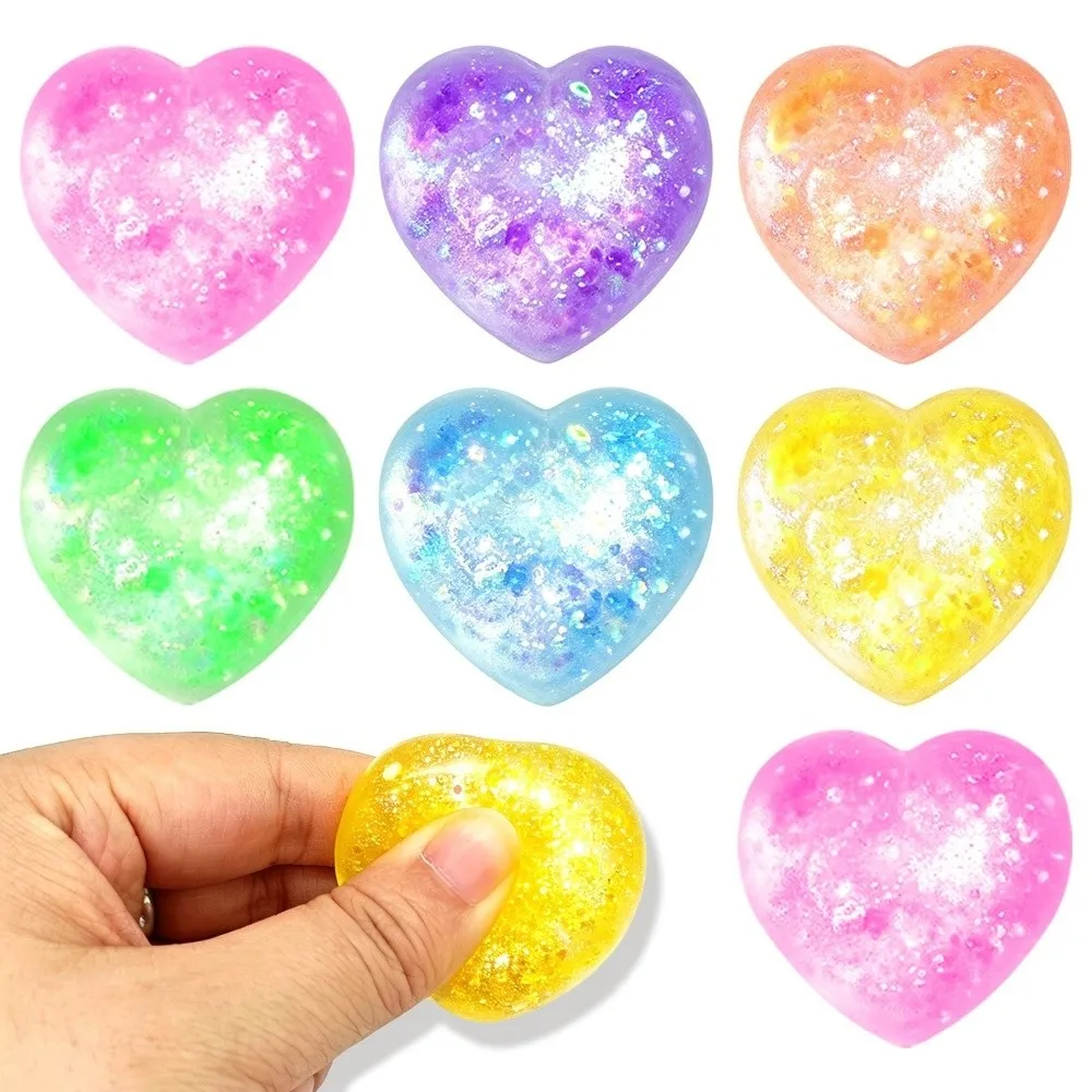 5pcs Love Squeeze Color Changing Squishy Heart Shaped Sequins Love Kneading Slow Rebound Slow Rising Fidget Gift