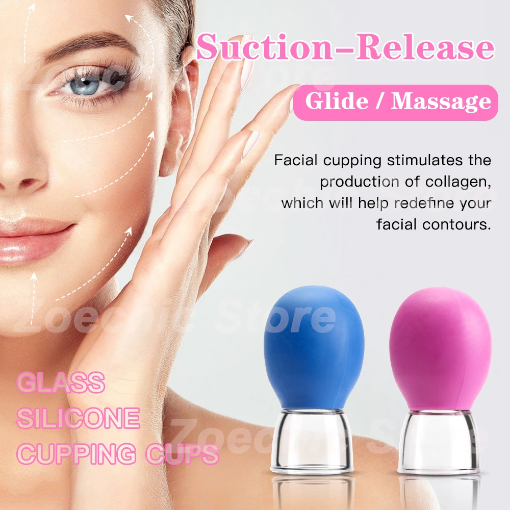 Facial  Cupping Machine Silicone Face Massager Lifting Facial Shaping Vacuum Glass Jar Anti-Wrinkle Cupping Therapy Beauty Tool