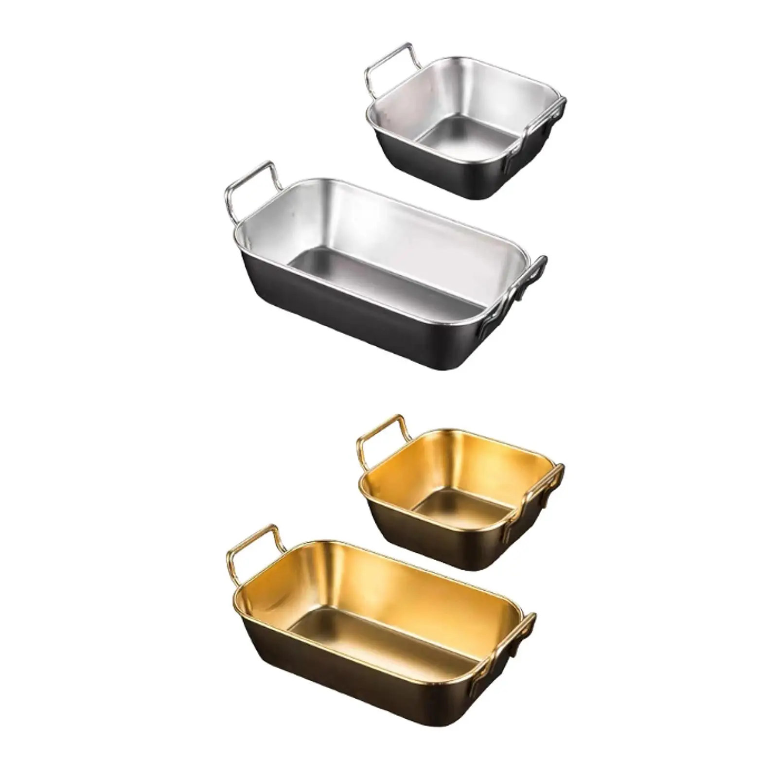 2Pcs Stainless Steel Serving Tray Home Storage Basket for Camping BBQ Party