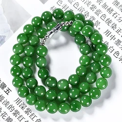 Grüne echte Jade Perlen Halskette Chalcedon Stein Natur schmuck Geschenk Perlen Designer Vintage Amulett Edelstein