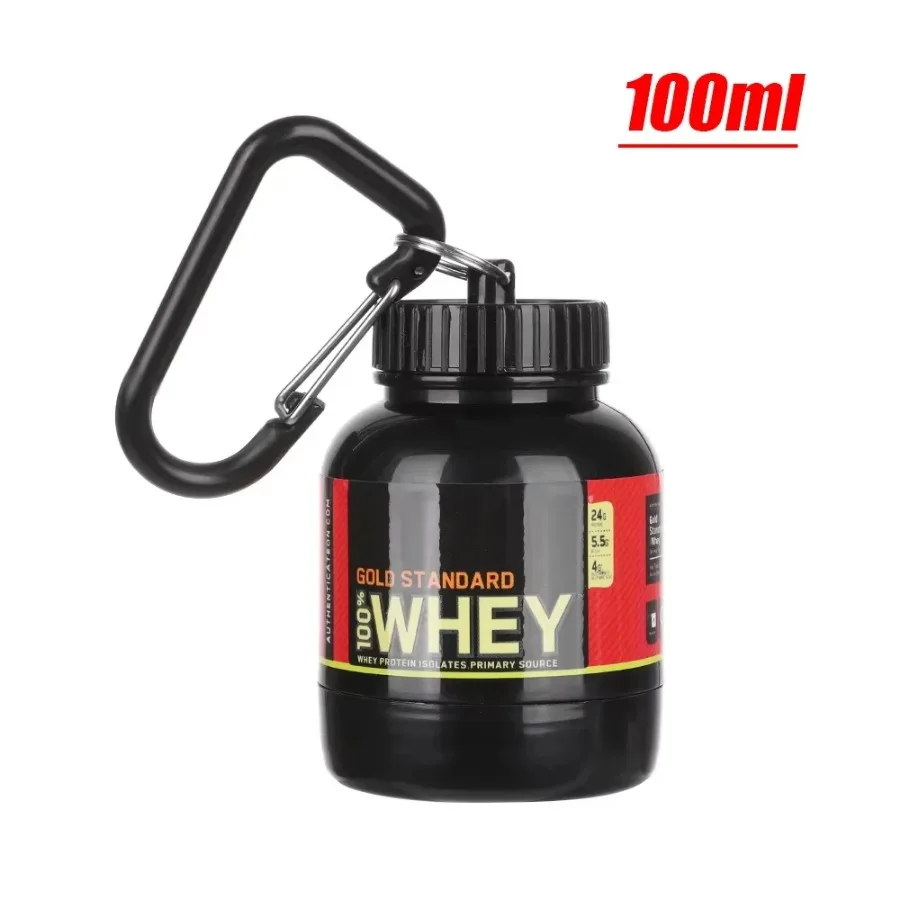 100ML Outdoor Sport Mini Portable Protein Container Powder Bottle With Whey Keychain Health Funnel Medicine Box Small Water Cup image 6