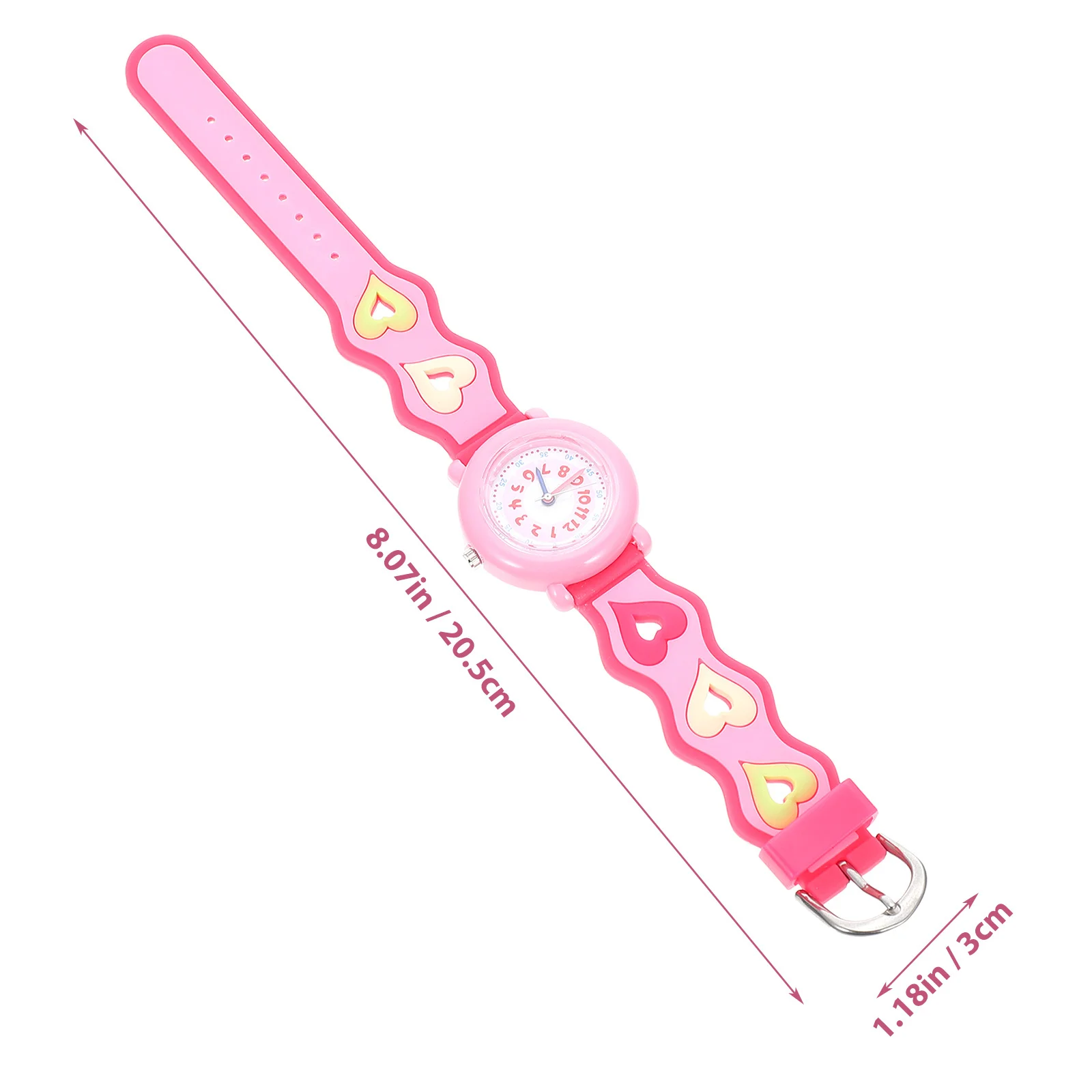 Silicone Watch Heart Design Adjustable Lightweight Portable Cartoon Wristwatch Birthday Gift Fashionable