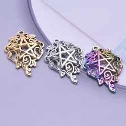 5pcs Delicate Flower Pentagram Charms for Jewelry Making Stainless Steel Five-Pointed Star Pendant DIY Jewelry Accessories Craft