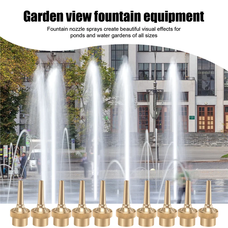 

10Pcs 1/2 Inch DN15 Brass Jet Straight Adjustable Fountain Water Spray Nozzles Pool Nozzles Garden Landscape Decoration Fountain