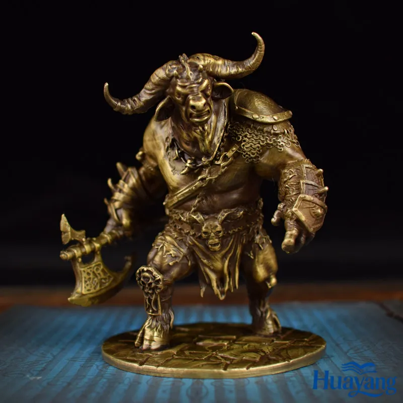 Solid brass powerful Bull Demon King figurine model Chinese zodiac ox desktop small ornament soaring handicraft accessory - view 2