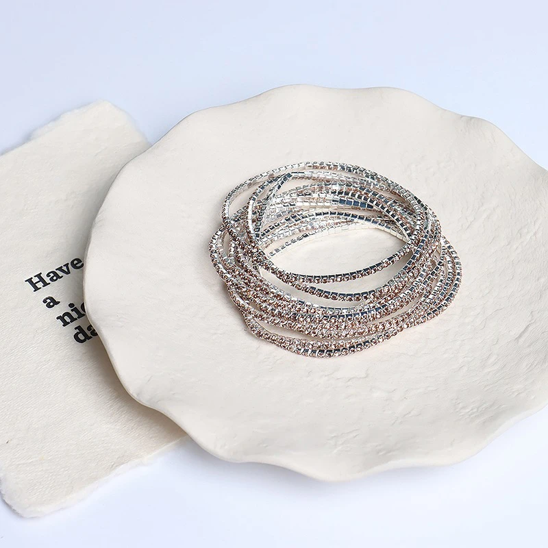 5 stücke Mode Kristall Strass Stretch-Armband Für Frauen Elastische Armband Hochzeit Armbänder Täglichen Weiblichen Schmuck Zubehör – Detail 15