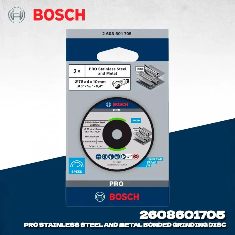BOSCH 2608601705 76MM PRO Stainless Steel and Metal Bonded Grinding Disc Bosch Power Tool Accessories For GWS 12V-76