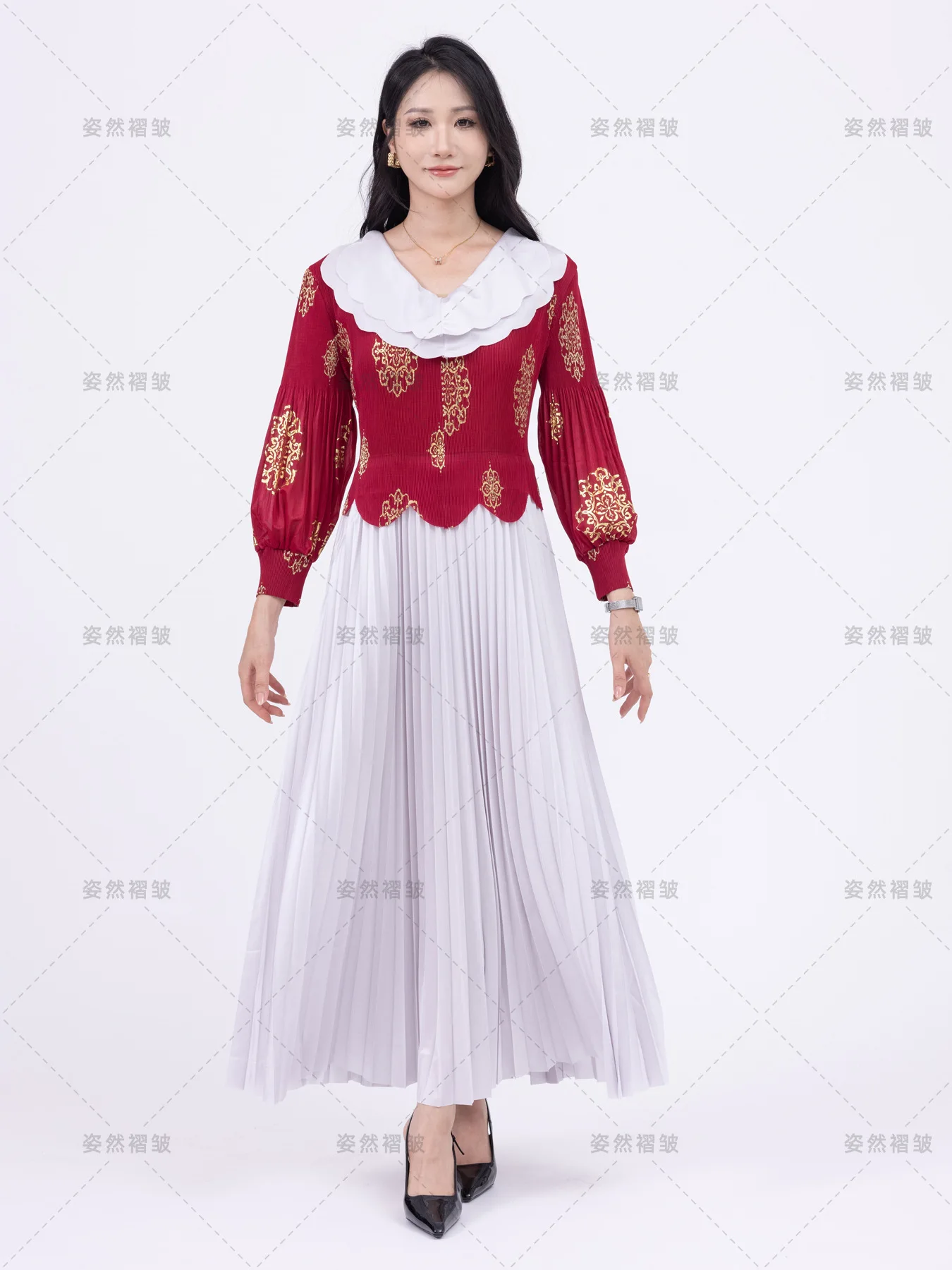 Luksusowe sukienki plus size dla kobiet, plisowane sukienki szyfonowe Miyake z długim rękawem, eleganckie sukienki wieczorowe na przyjęcia i bale, modne damskie sukienki.