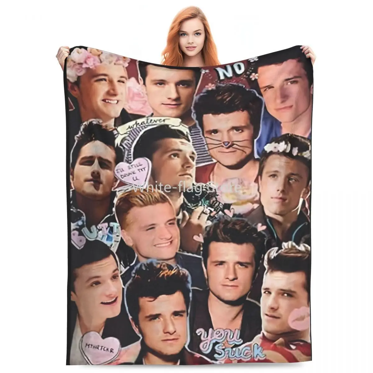 Multifunction Vintage Josh Hutcherson Collage Blanket Bedding Decorative Throws And Blankets Ultra-Soft Fleece for Bedroom