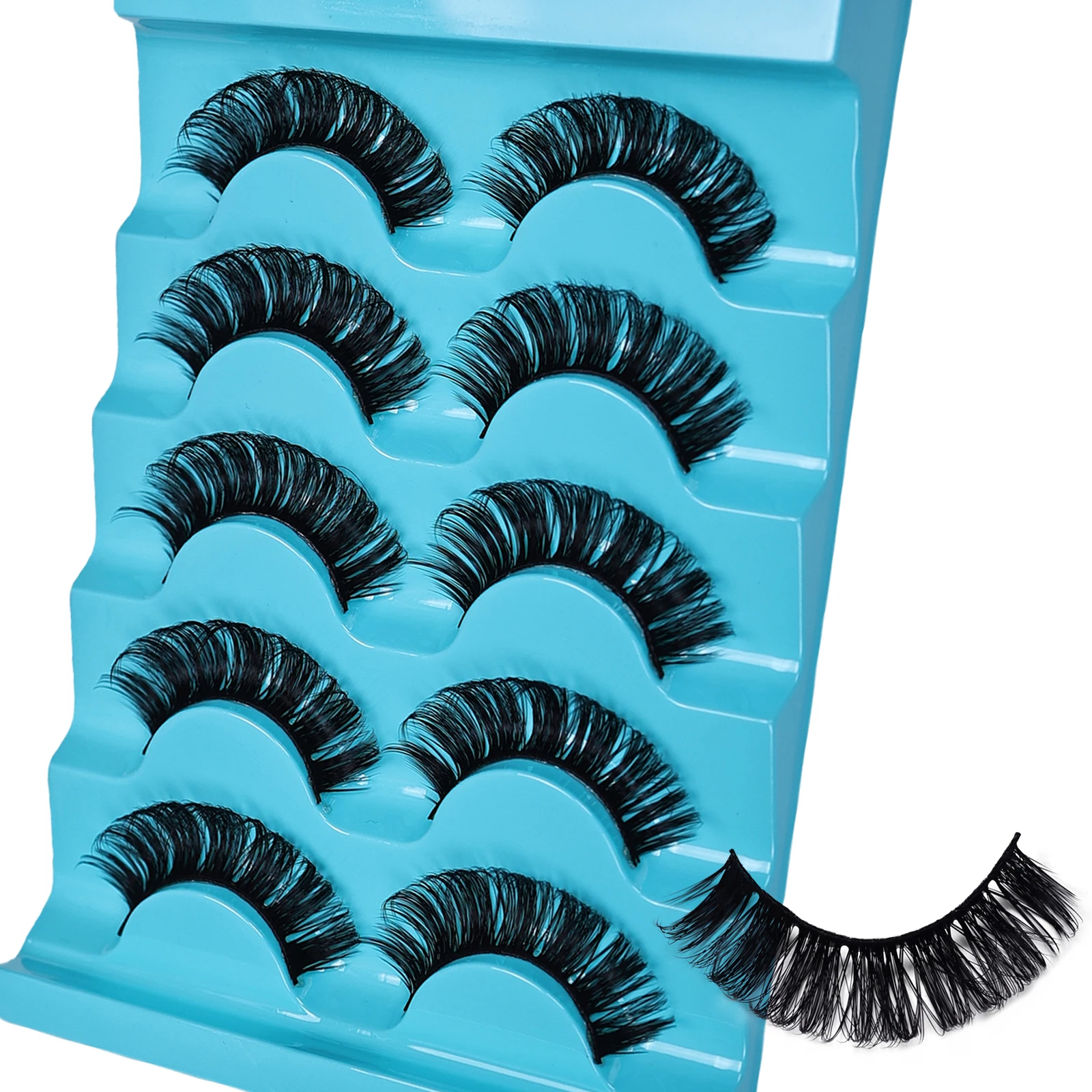 ふわふわつけまつげ 5組 太いつけまつげ Dカール 再利用可能 日常使いや集まりに最適