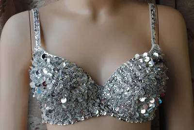 Nightclub Dance Performance Bra Sexy Red Heart White Diamond Strapless Underwear for Young Women V-Neck Four Seasons Wear