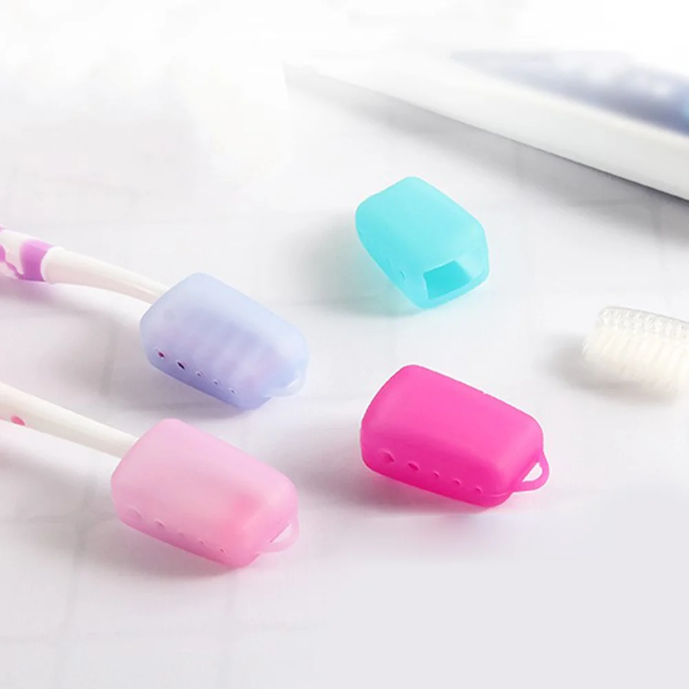 5 Pcs Portable Toothbrush Head Dustproof Protective Cover Silicone Covers Lids Travel for Accessories Protector Cap Holder
