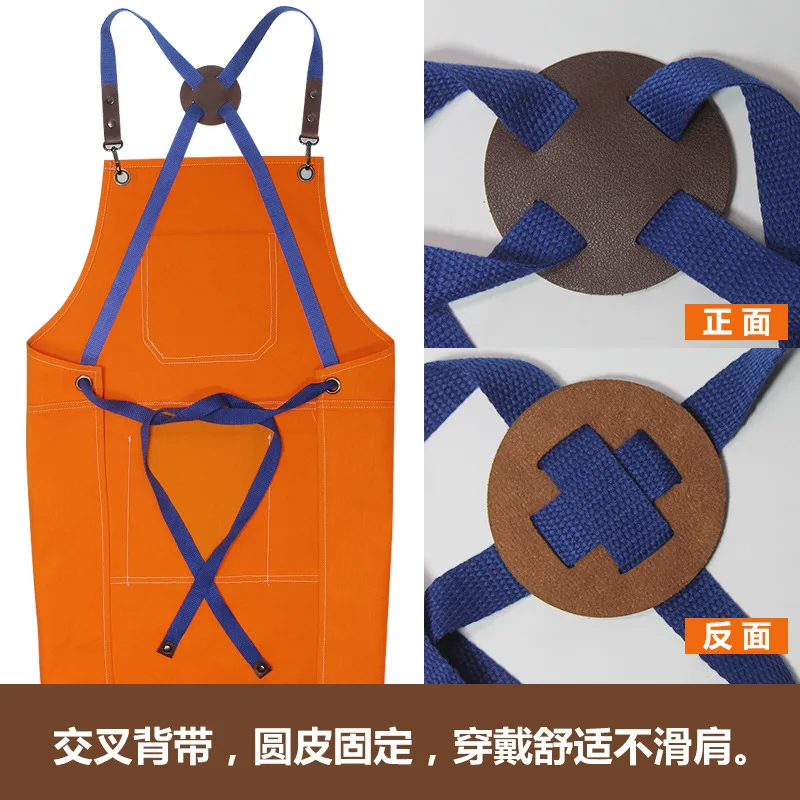 Barista Apron Kitchen Chef Baking Catering Fashion Beauty Canvas Suspenders Sculpture Artist Work Clothes Denim Men Custom Logo