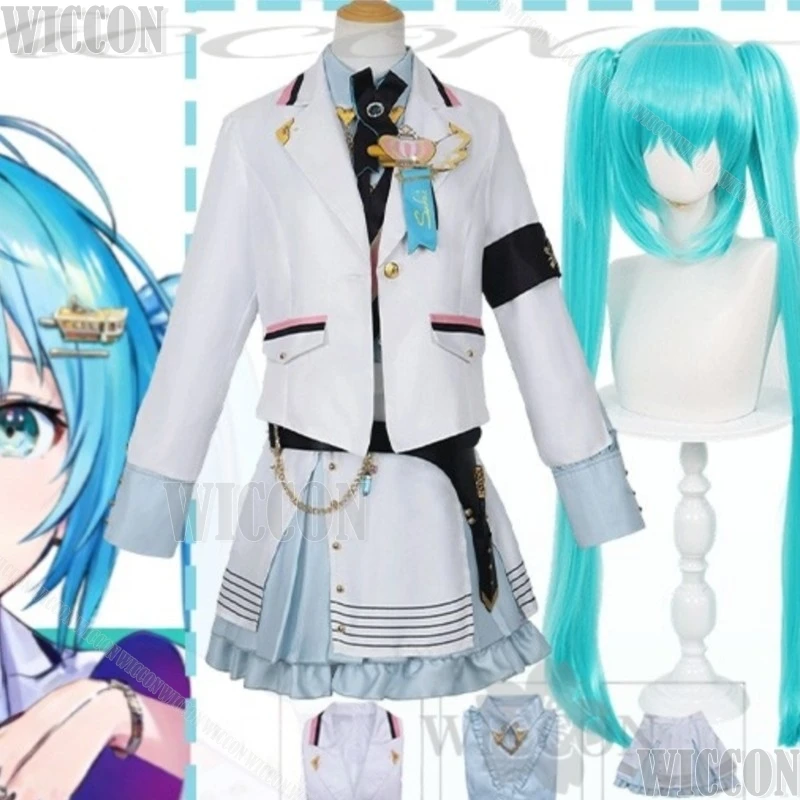 

Project Sekai 2.5th Anniversary Cosplay Mikuuu Idol Uniform White Coat Dress Twin Ponytails Halloween Christmas Navidad Carnaval