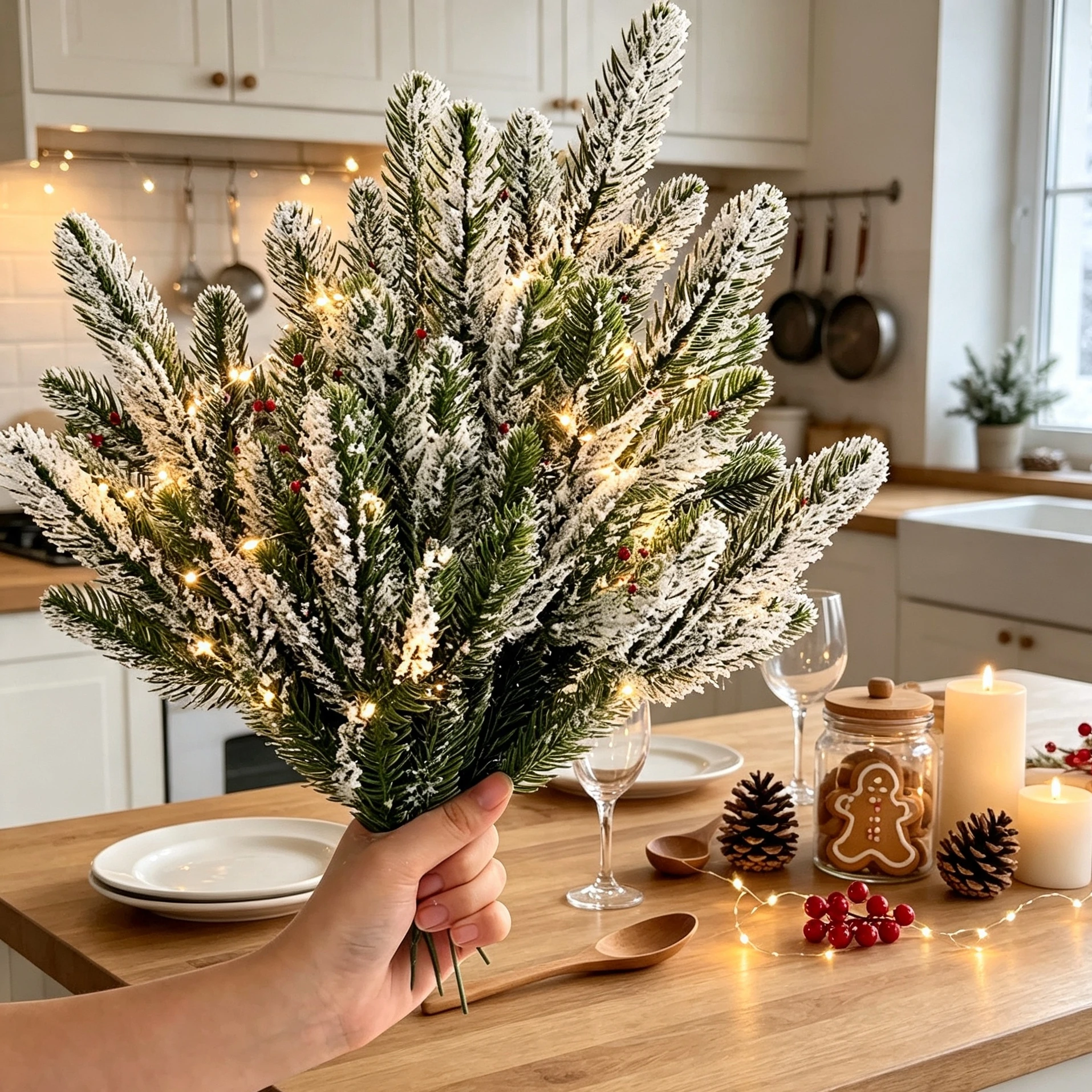 20Pcs Artificial Plants Pine Christmas Tree Home Room Outdoor Garden Yard Table Decor Accessory Wedding WreathParty Diy Gift Box