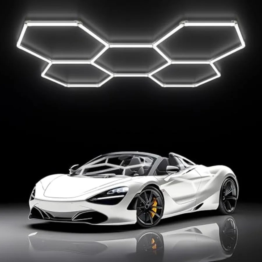 

Светодиодные светильники Hexagon для гаражей - набор из 5 штук, 6500K, суперяркие, для авторемонта, мастерских, складов