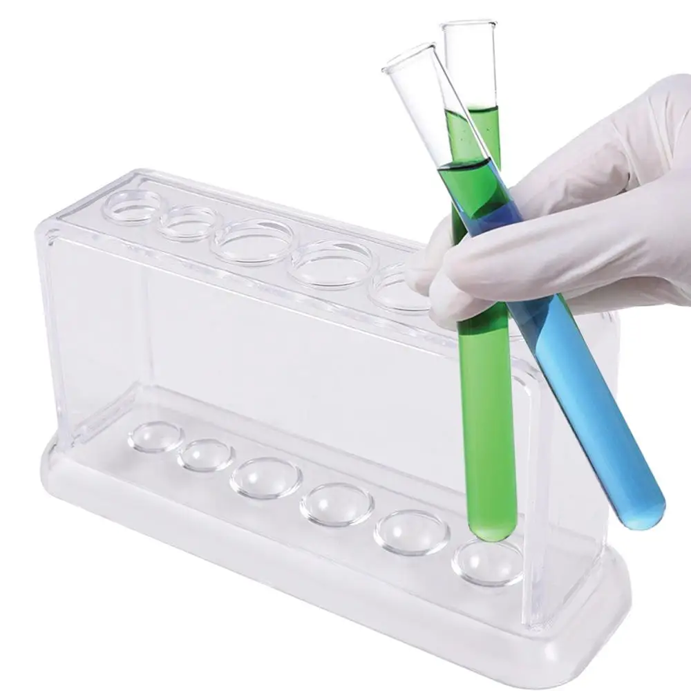 Educational School Supply Plastic 16.7*8*3cm Clear Transparent Test Tube Rack Test Tube Holder Test Tube Stand Burette Shelf