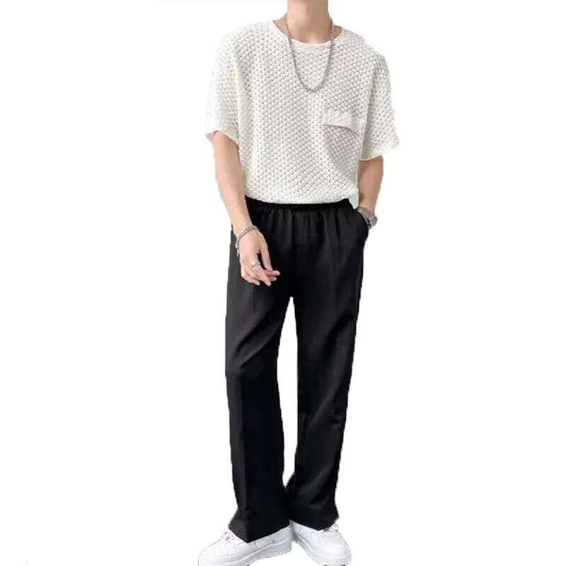 

And Spring Autumn New Pants Suits Men's Straight Personality Bifurcation Classic Simple Korean Fashion Casual Loose Large Pants
