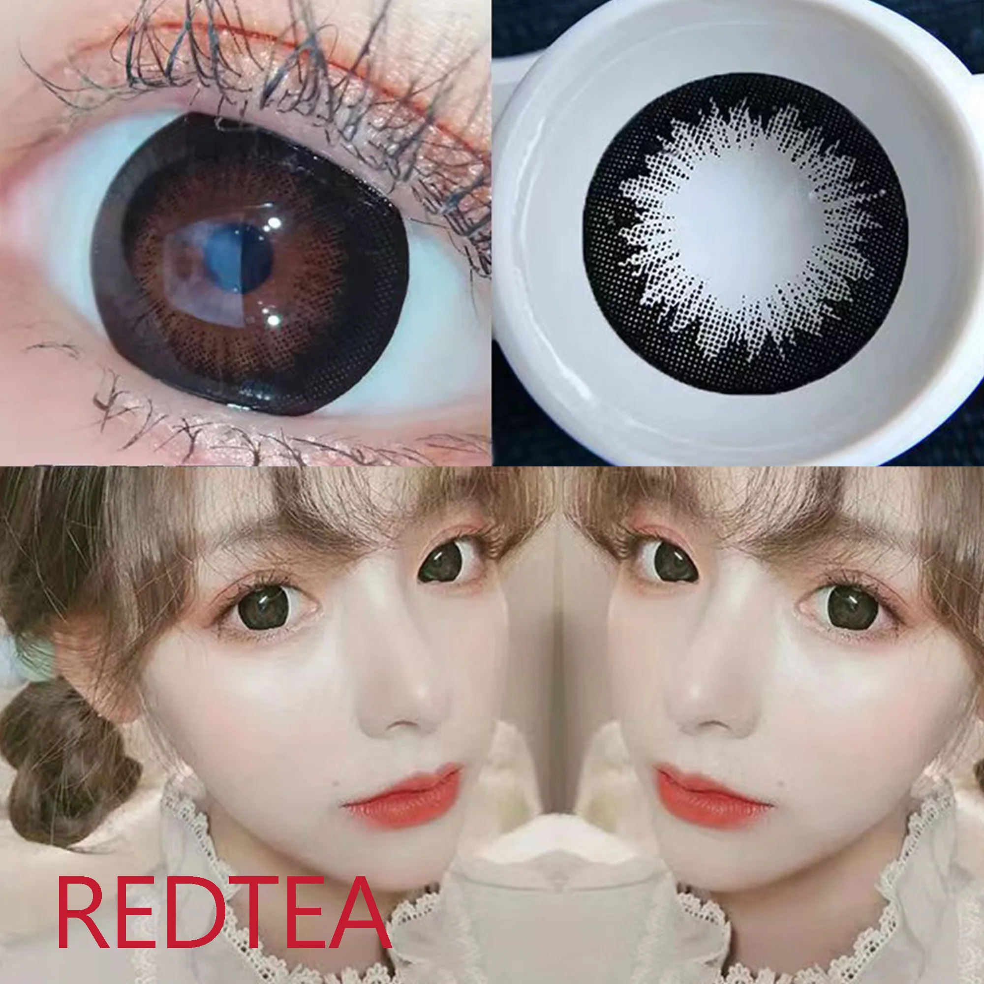 Coslens Black Cosmetic 14.50mm Dolly Eye Contacts Lenses with Power Anime Eyewear Accessories lentes de contacto Redtea