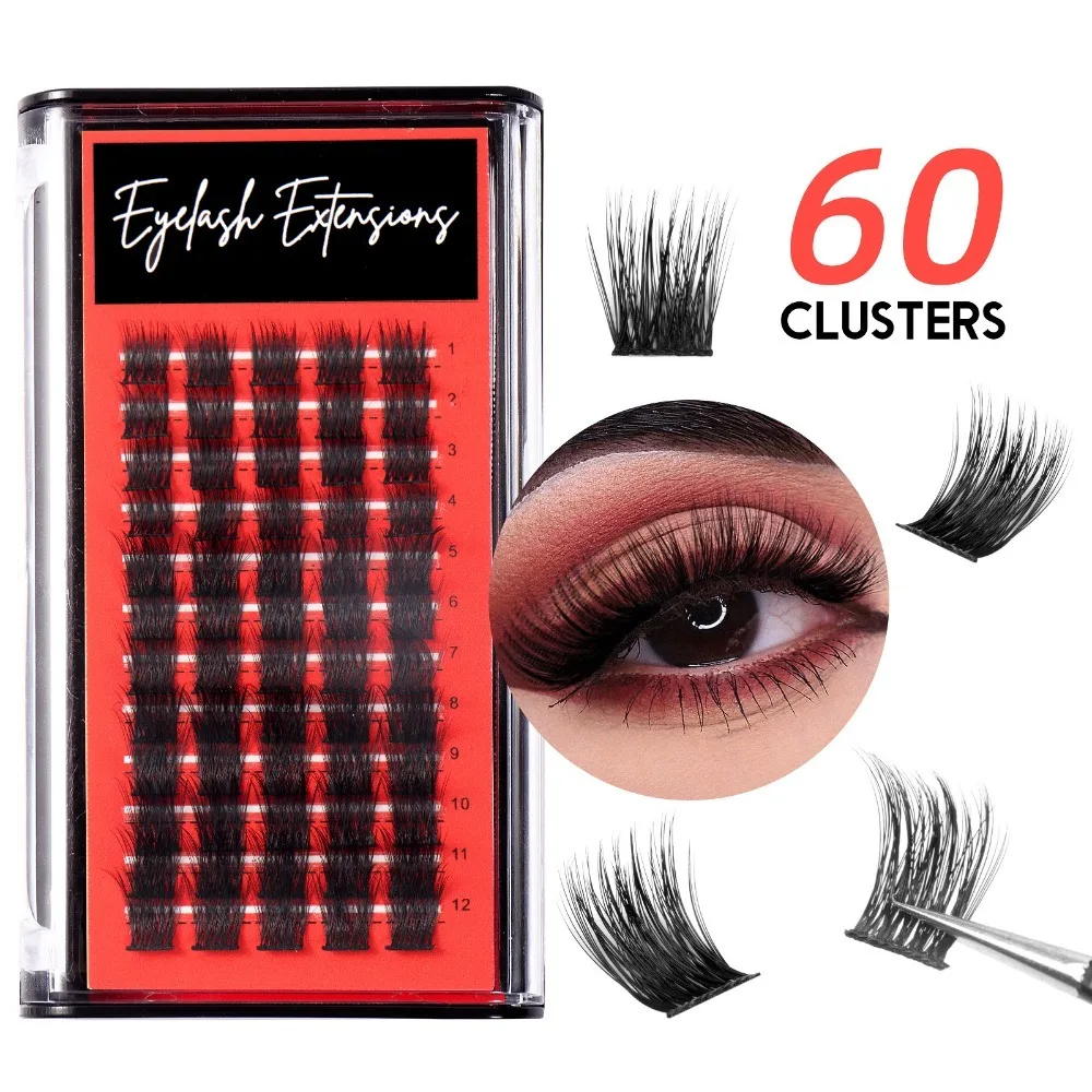 Faux Mink Cluster Lashes Dense Crossing Volume Soft False Eyelash Large Capacity Eye Makeup Tools DIY Eyelash Extension