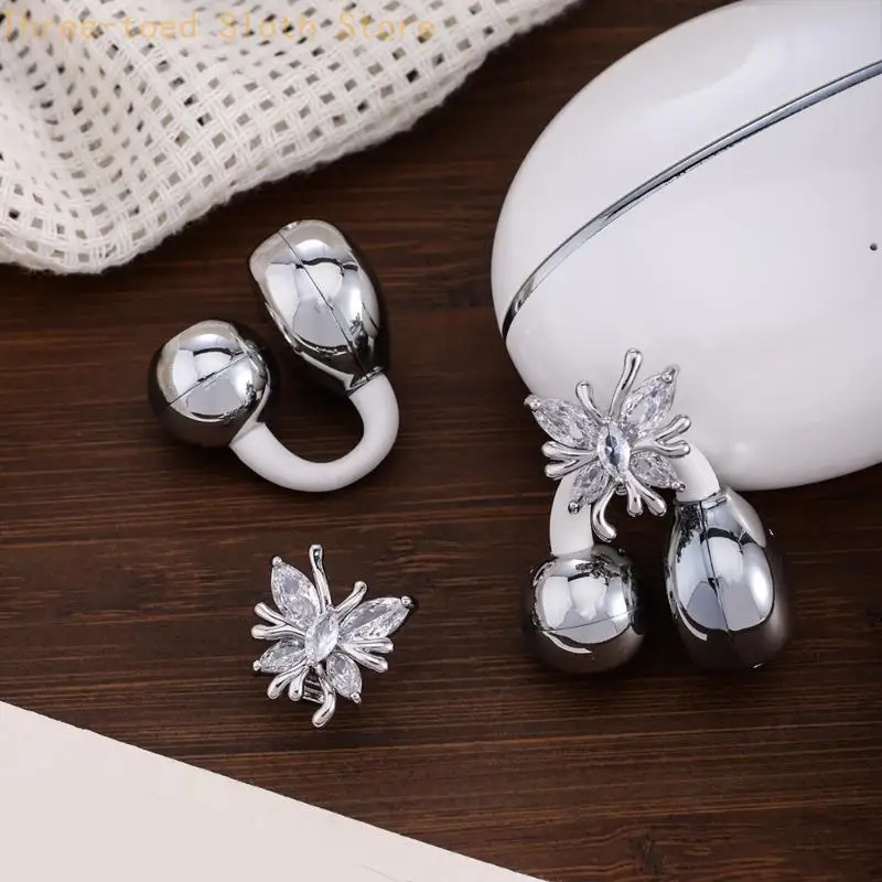 Schimmernder Kopfhörer-Schmuck mit Schmetterlingsmuster, universelle Kompatibilität mit Accessoires für den täglichen Gebrauch,