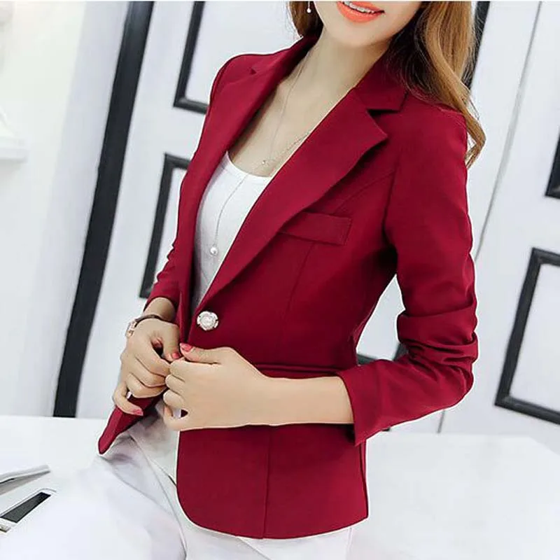 Women Blazer 2022 Formal Blazers Lady Office Work Suit Pockets Jackets Coat Slim Grey Women Blazer Femme Jackets Femme NS5261