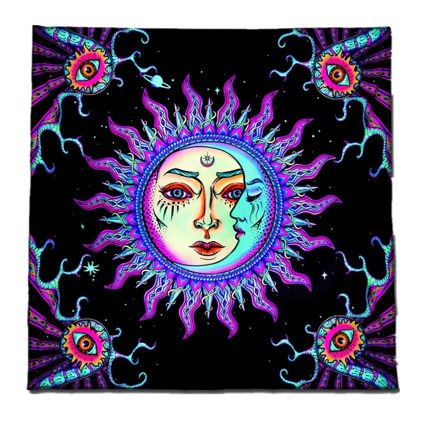 Shinning Sun Moon Altar Table Cloth Tarot Card Tablecloth Pagan Witchcraft Spiritual Pendulum Astrology Oracle Card Table Mat