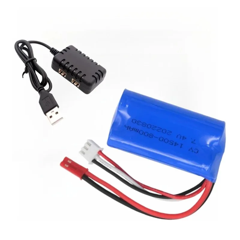 بطارية ليثيوم 7.4 فولت 800 مللي أمبير في الساعة لبطارية قارب التحكم عن بعد WLtoys WL917 قطع غيار البطارية 14500