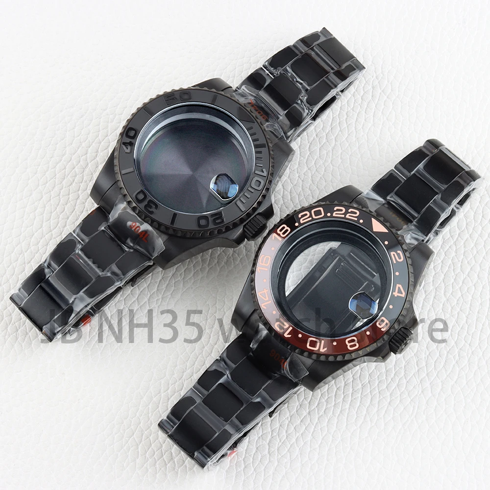 Black 40mm NH35 Case for NH34 NH35 NH36 NH38 Movement SUB GMT Yacht-Master Stainless Steel Oyster Polished Bracelet Waterrpoof
